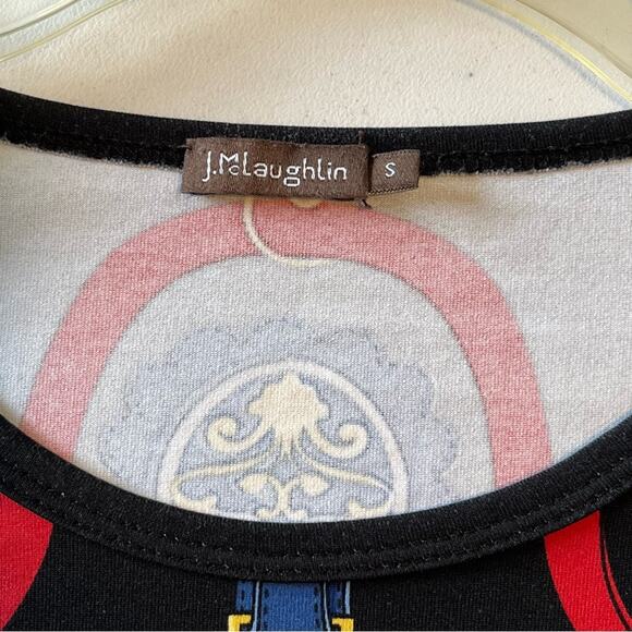 J. McLaughlin Equestrian Black and Red 3/4 Sleeve Top Small EUC - Picture 2 of 5